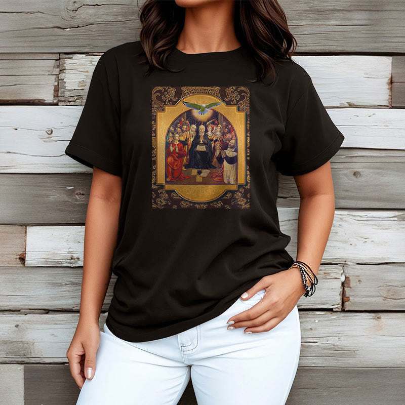 Christianartworkshop Classic Style Holy Spirit Apostles Saint Virgin Mary Short Sleeve T-shirt - image 3