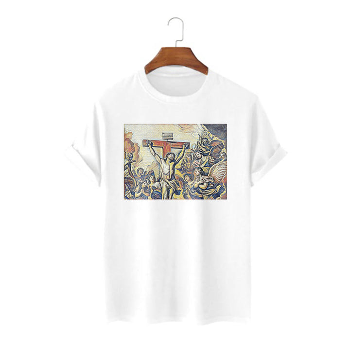 Christianartworkshop Classic Style Crucifixion of Jesus Classic Short Sleeve T-shirt - White - 2XL - image 0