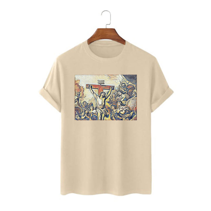 Christianartworkshop Classic Style Crucifixion of Jesus Classic Short Sleeve T-shirt - Khaki - 2XL - image 8