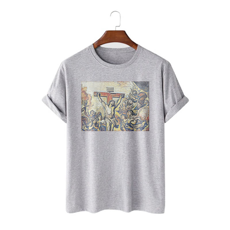 Christianartworkshop Classic Style Crucifixion of Jesus Classic Short Sleeve T-shirt - Grey - 2XL - image 19