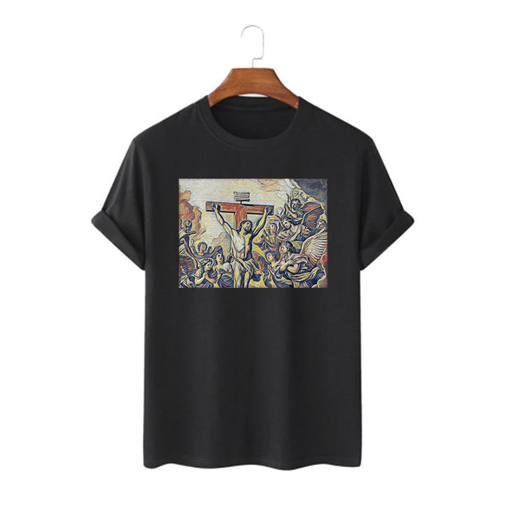 Christianartworkshop Classic Style Crucifixion of Jesus Classic Short Sleeve T-shirt - Black - 2XL - image 4