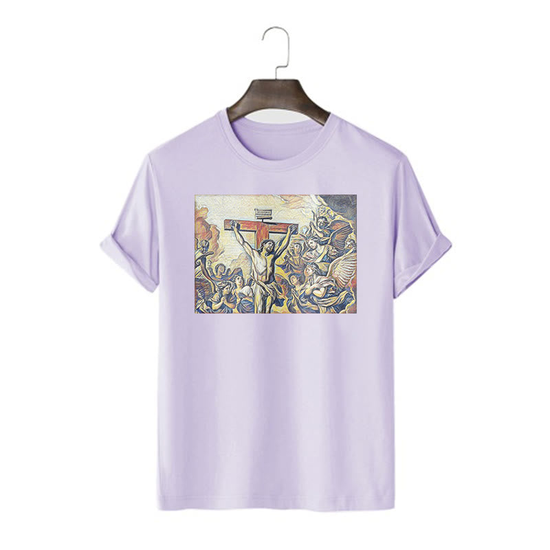 Christianartworkshop Classic Style Crucifixion of Jesus Classic Short Sleeve T-shirt - Purple - 2XL - image 15