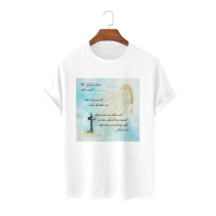 Christianartworkshop Classic Style For God so Loved the World  Short Sleeve T-shirt - White - 2XL - image 2