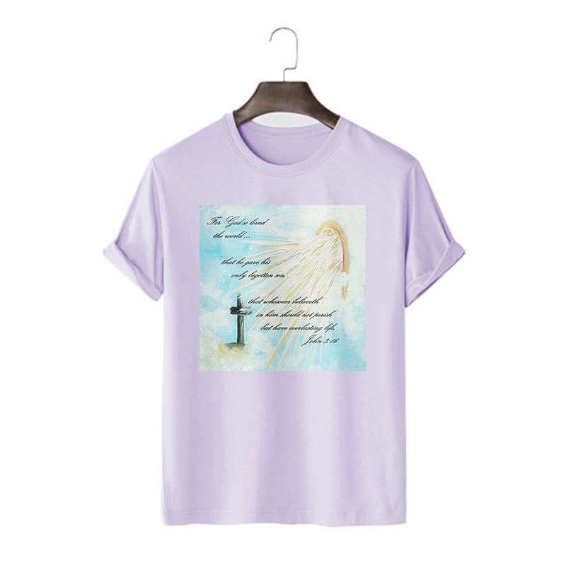 Christianartworkshop Classic Style For God so Loved the World  Short Sleeve T-shirt - Purple - 2XL - image 17