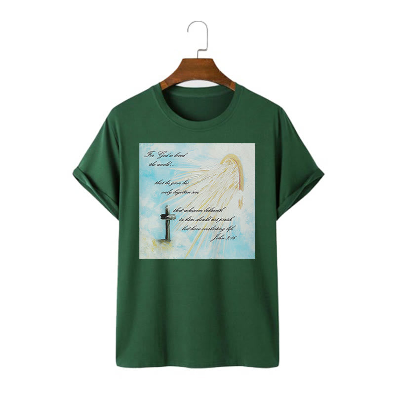 Christianartworkshop Classic Style For God so Loved the World  Short Sleeve T-shirt - Dark Green - 2XL - image 11