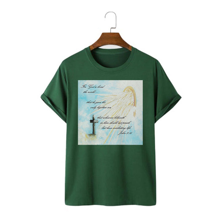 Christianartworkshop Classic Style For God so Loved the World  Short Sleeve T-shirt - Dark Green - 2XL - image 11