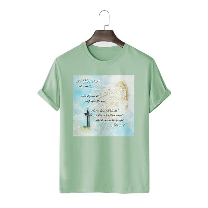 Christianartworkshop Classic Style For God so Loved the World  Short Sleeve T-shirt - Light Green - 2XL - image 13