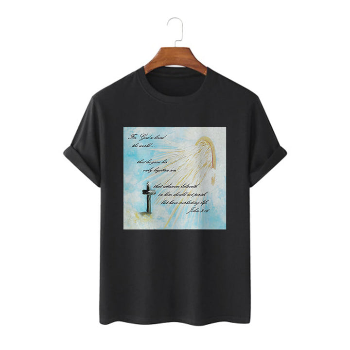 Christianartworkshop Classic Style For God so Loved the World  Short Sleeve T-shirt - Black - 2XL - image 5