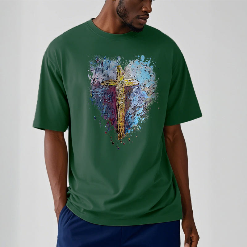 Christianartworkshop Classic Style Cross my Heart Short Sleeve T-shirt - image 10