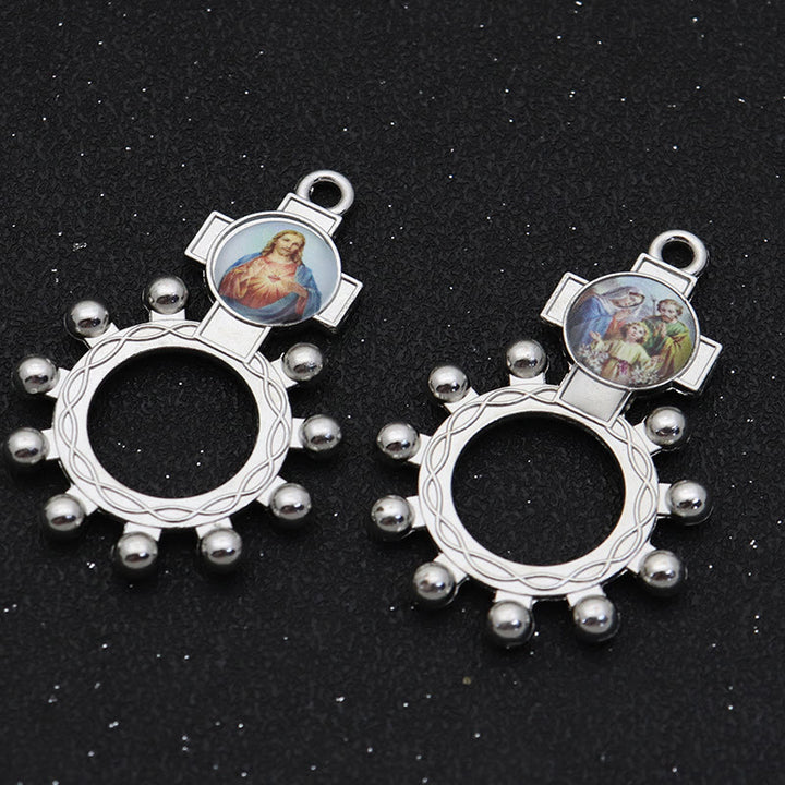 Christianartworkshop 2pcs/set Immaculate Heart of Mary Holy Family Finger Decade Rosary Ring - 2pcs/set - image 1