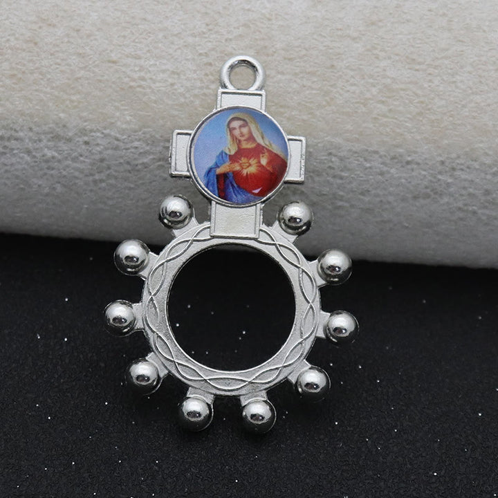 Christianartworkshop 2pcs/set Immaculate Heart of Mary Holy Family Finger Decade Rosary Ring - image 6