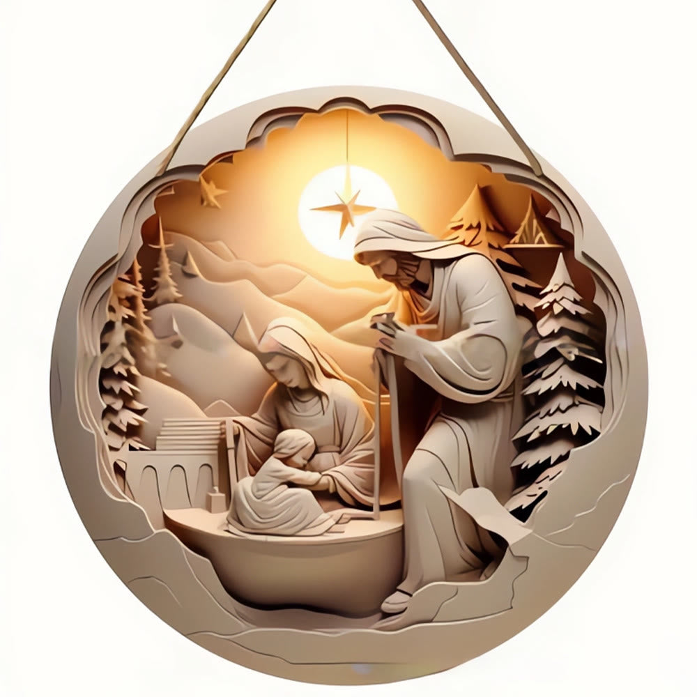 Christianartworkshop Realistic Sculpture Styles Holy Family Nativity Hanging Ornaments D - Nativity Scene - image 0