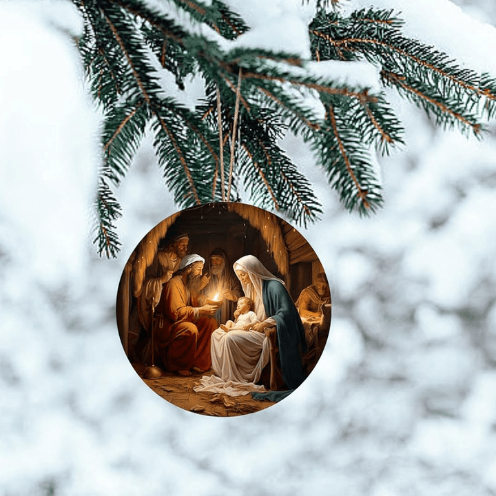 Christianartworkshop Realistic Styles Jesus Born Christmas Hanging Ornaments C - image 5