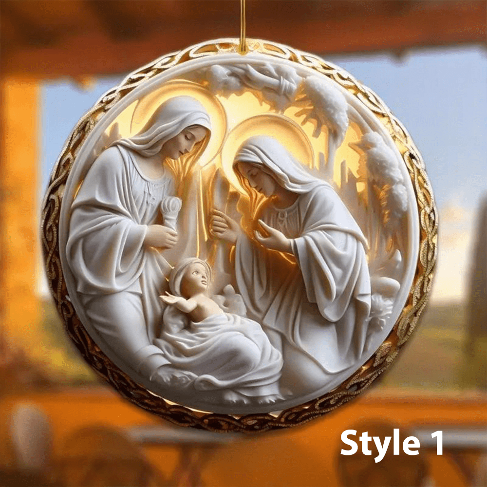 Christianartworkshop 4 Cubism Sculpture Styles Holy Family Nativity Hanging Ornaments - Style 1 - Ceramics - image 1