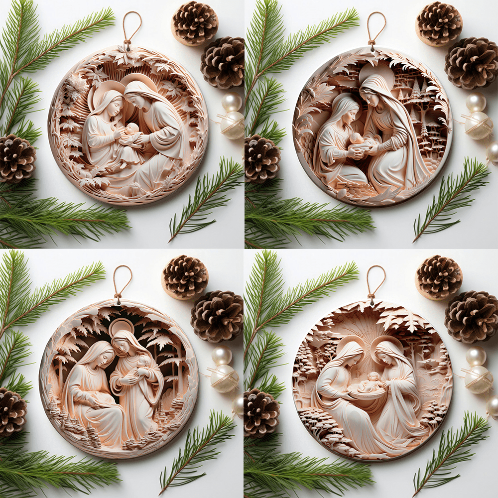 Christianartworkshop 4 Cubism Sculpture Styles Nativity Christmas Ornaments - Style 1 - image 0