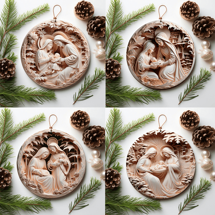 Christianartworkshop 4 Cubism Sculpture Styles Nativity Christmas Ornaments - Style 1 - Ceramics - image 0