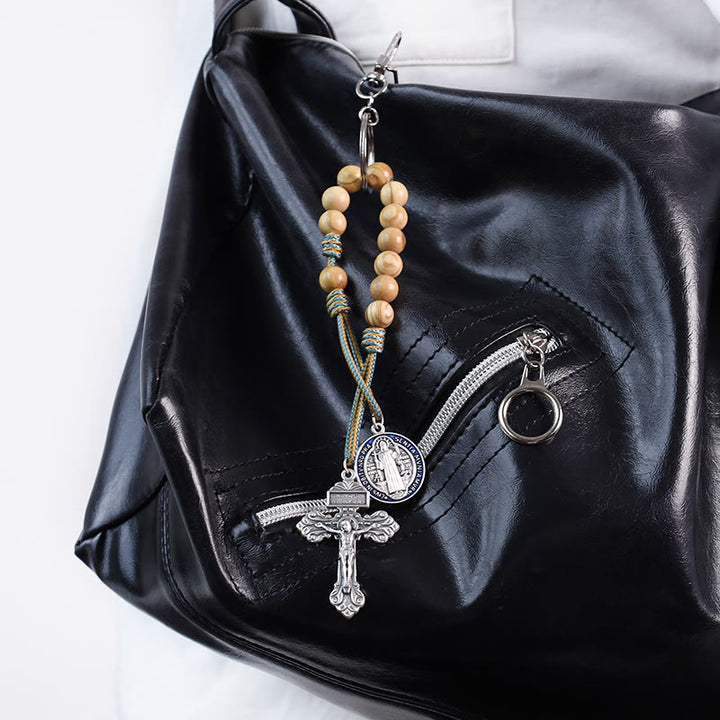 Christianartworkshop Olive Wood Saint Benedict Medal Decade Rosary - image 2