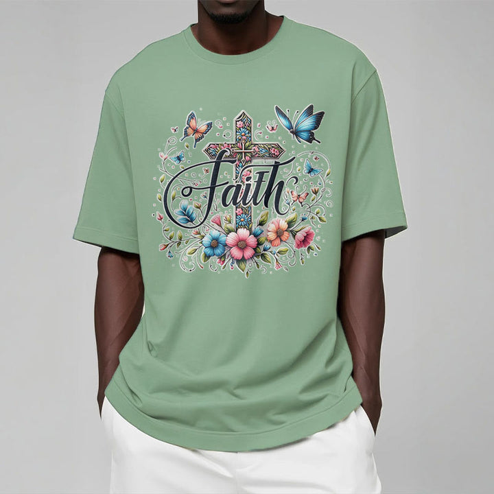 Christianartworkshop Bohemian Style Flowers and Cross Short Sleeve T-shirt - image 15