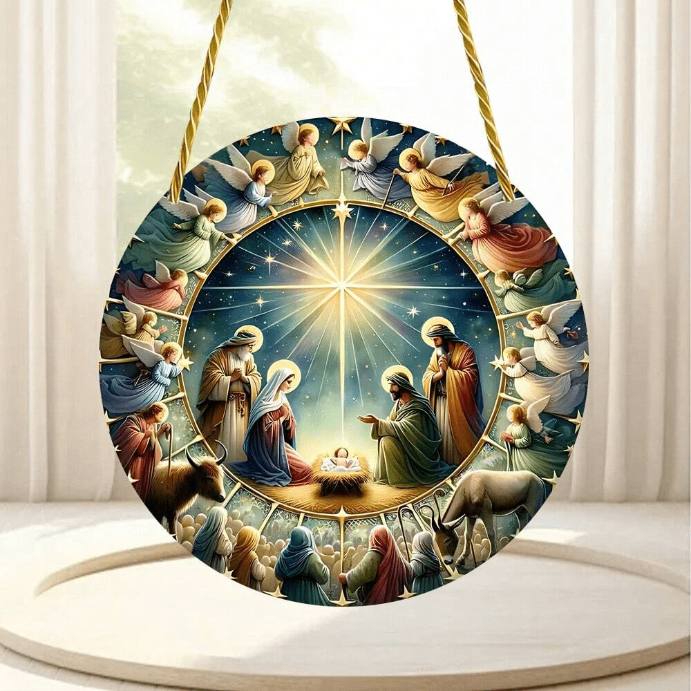Christianartworkshop Styles Angels Nativity Scene Colorful Hanging Ornaments A - image 1