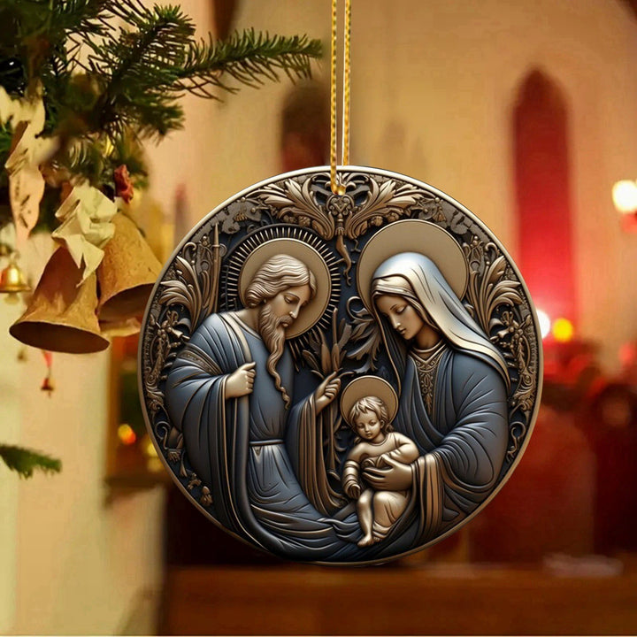 Christianartworkshop Retro Style Nativity Christmas Blessing Hanging Ornaments A - Ceramic - image 0