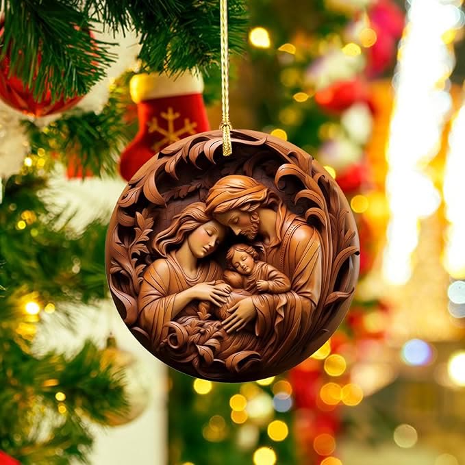 Christianartworkshop Retro Style Nativity Christmas Hanging Ornaments A - Ceramics - image 0