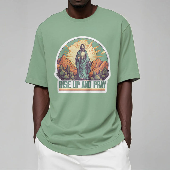 Christianartworkshop Classic Style Rise Up and Pray Short Sleeve T-shirt - image 12