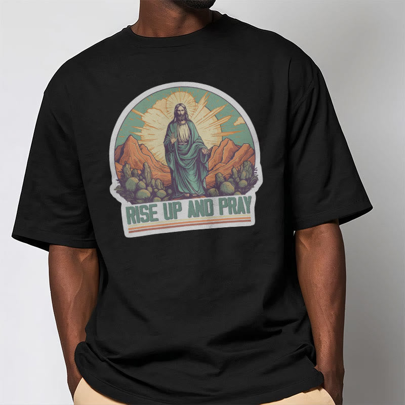 Christianartworkshop Classic Style Rise Up and Pray Short Sleeve T-shirt - image 7