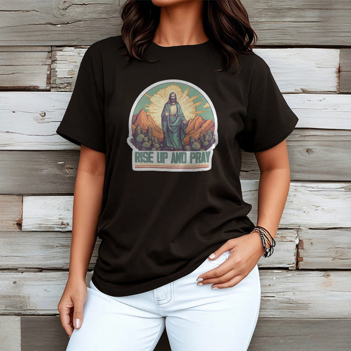 Christianartworkshop Classic Style Rise Up and Pray Short Sleeve T-shirt - image 5