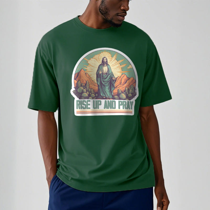 Christianartworkshop Classic Style Rise Up and Pray Short Sleeve T-shirt - image 11