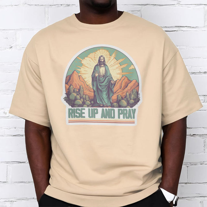 Christianartworkshop Classic Style Rise Up and Pray Short Sleeve T-shirt - image 9