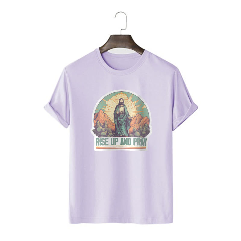 Christianartworkshop Classic Style Rise Up and Pray Short Sleeve T-shirt - Purple - 2XL - image 16