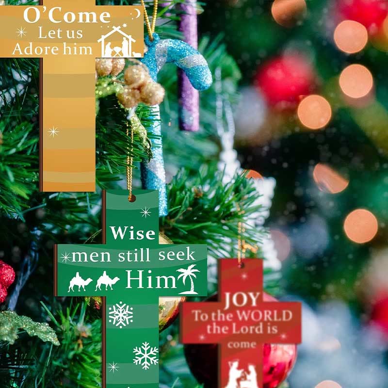 Christianartworkshop Modern Style Cross Shaped Love Jesus Christmas Faith-Inspired Hanging Ornaments - image 2
