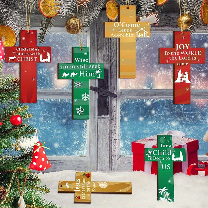Christianartworkshop Modern Style Cross Shaped Love Jesus Christmas Faith-Inspired Hanging Ornaments - image 3