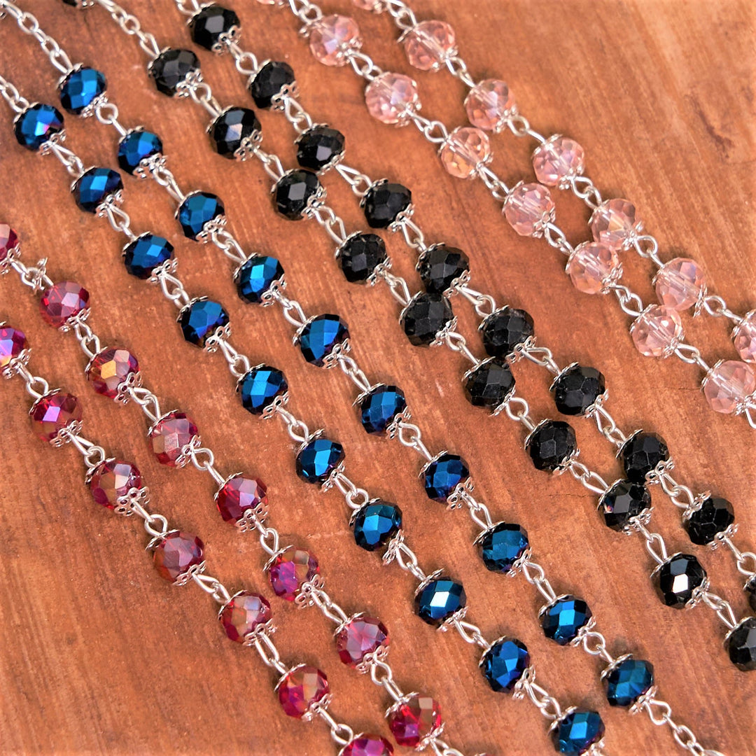 Christianartworkshop Madonna and Child & Crucifix of 6 mm Polyhedron Multicolor Crystal Alloy Chain Rosary - image 7