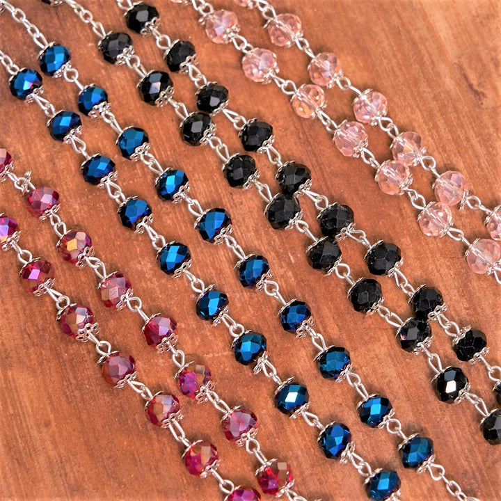 Christianartworkshop Madonna and Child & Crucifix of 6 mm Polyhedron Multicolor Crystal Alloy Chain Rosary - image 7