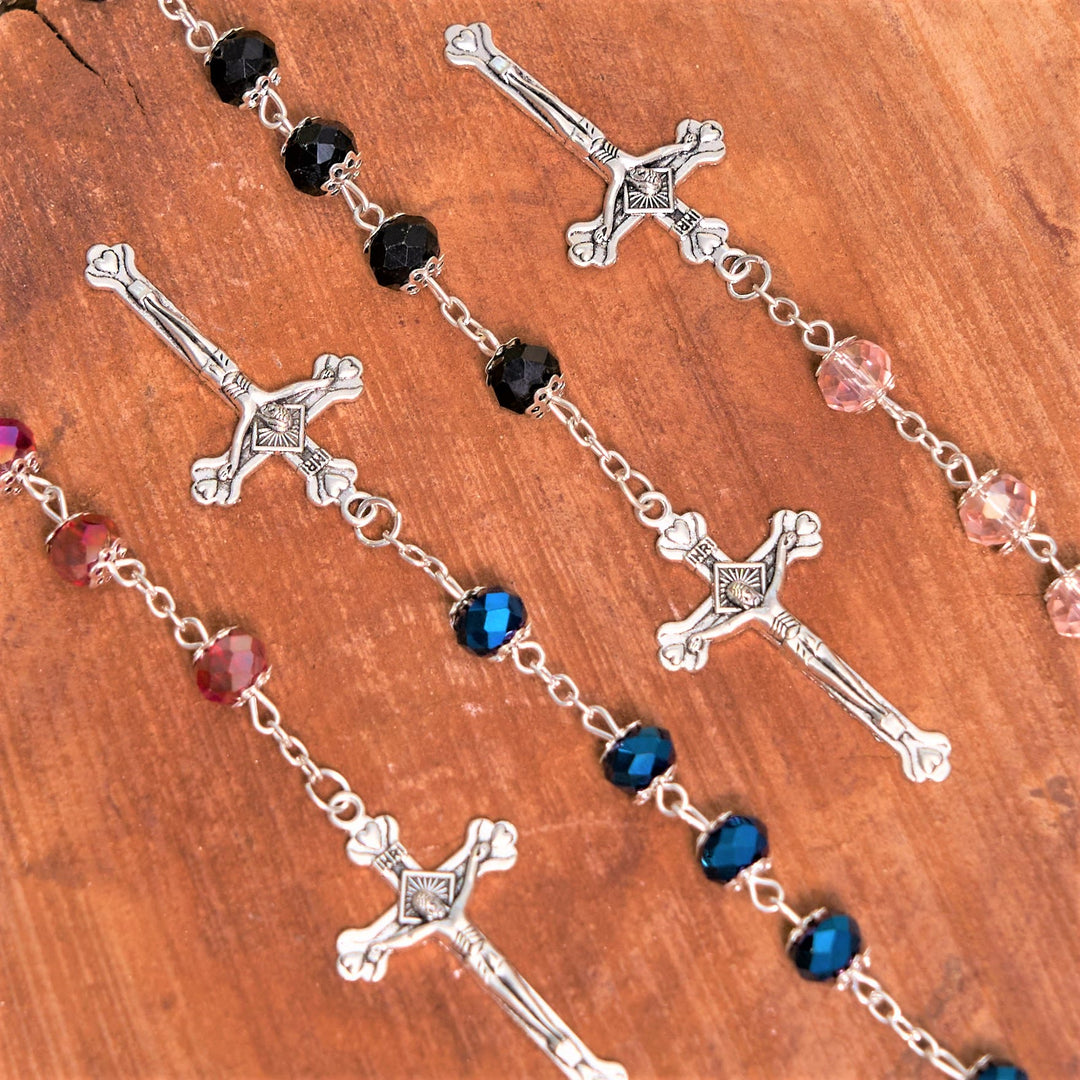 Christianartworkshop Madonna and Child & Crucifix of 6 mm Polyhedron Multicolor Crystal Alloy Chain Rosary - image 6