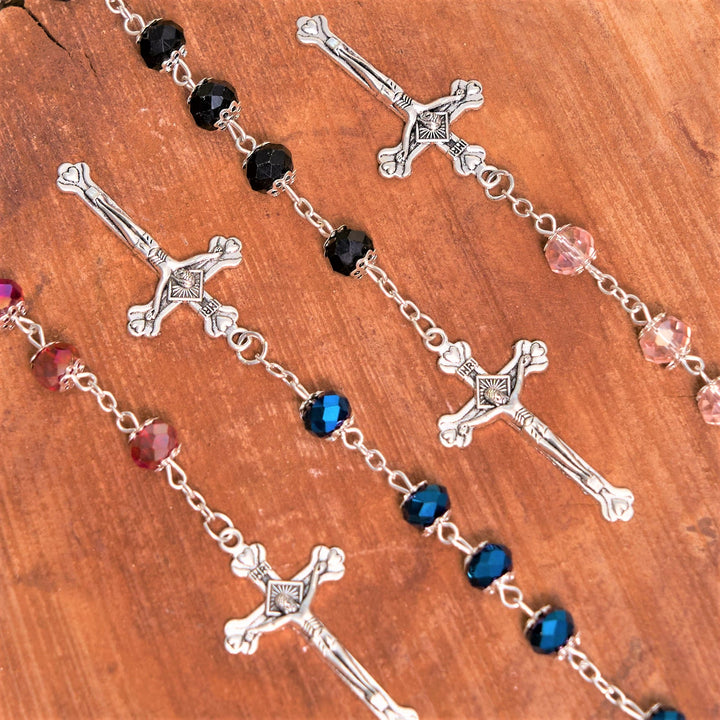 Christianartworkshop Madonna and Child & Crucifix of 6 mm Polyhedron Multicolor Crystal Alloy Chain Rosary - image 6