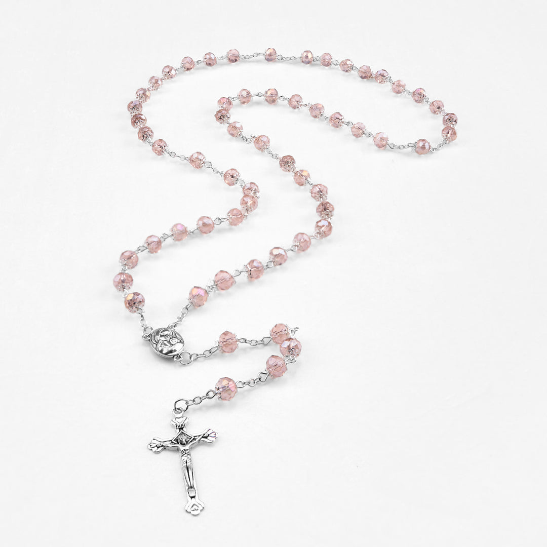 Christianartworkshop Madonna and Child & Crucifix of 6 mm Polyhedron Multicolor Crystal Alloy Chain Rosary - image 14