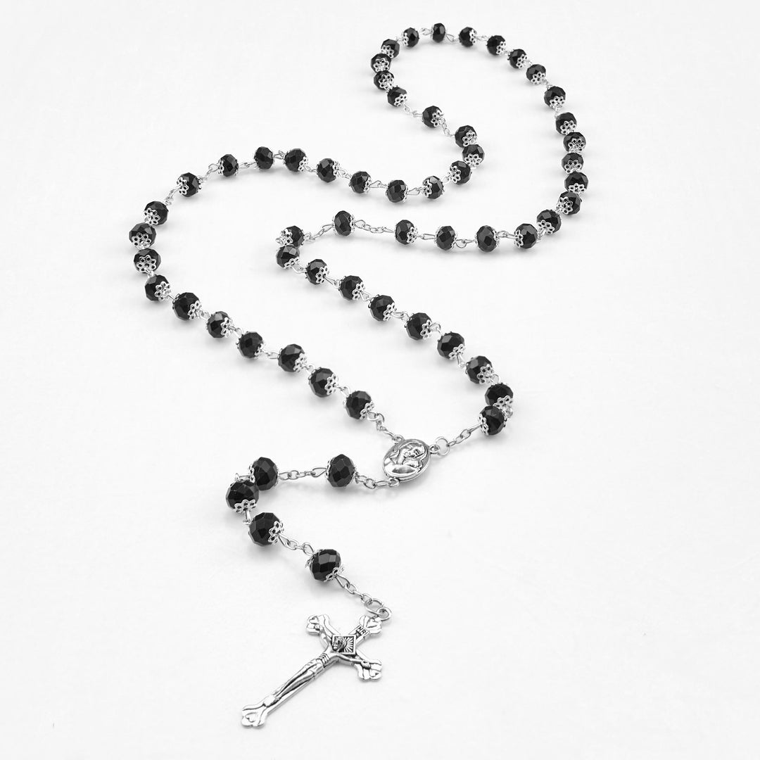 Christianartworkshop Madonna and Child & Crucifix of 6 mm Polyhedron Multicolor Crystal Alloy Chain Rosary - image 15