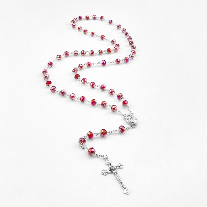 Christianartworkshop Madonna and Child & Crucifix of 6 mm Polyhedron Multicolor Crystal Alloy Chain Rosary - image 12