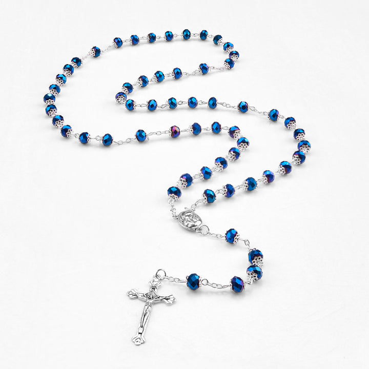 Christianartworkshop Madonna and Child & Crucifix of 6 mm Polyhedron Multicolor Crystal Alloy Chain Rosary - image 13