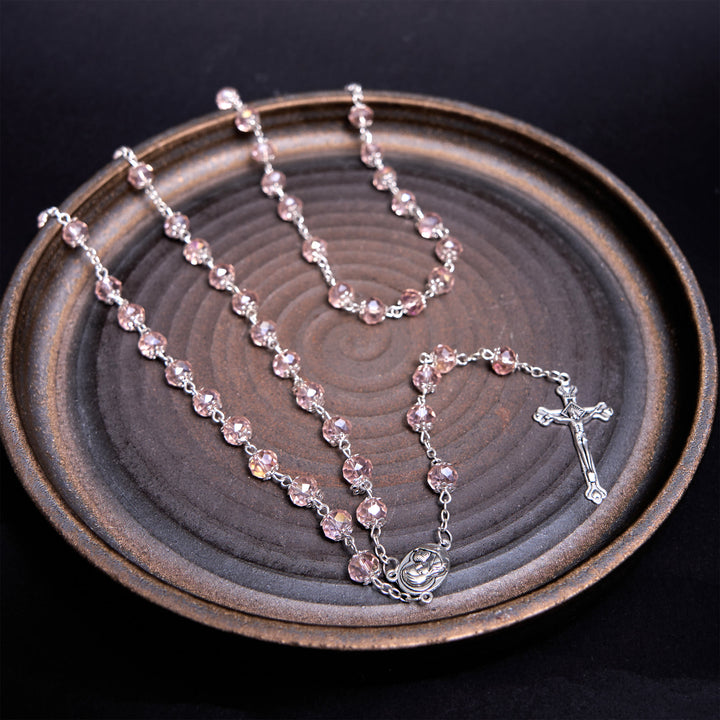 Christianartworkshop Madonna and Child & Crucifix of 6 mm Polyhedron Multicolor Crystal Alloy Chain Rosary - image 11