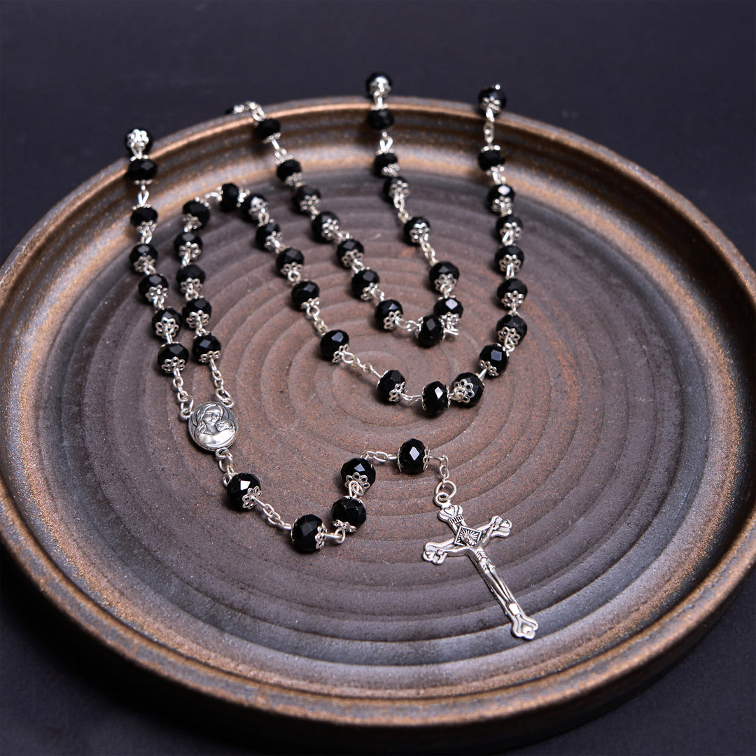 Christianartworkshop Madonna and Child & Crucifix of 6 mm Polyhedron Multicolor Crystal Alloy Chain Rosary - image 9