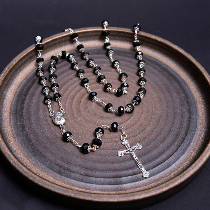 Christianartworkshop Madonna and Child & Crucifix of 6 mm Polyhedron Multicolor Crystal Alloy Chain Rosary - image 9