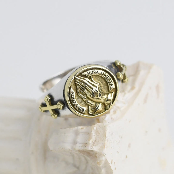 Christianartworkshop Classic Style Praying Hands Titanium Ring - Average size - image 1