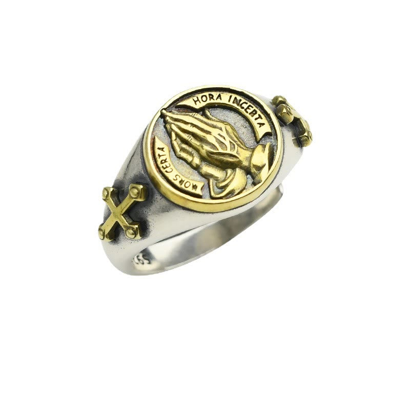 Christianartworkshop Classic Style Praying Hands Titanium Ring - image 2