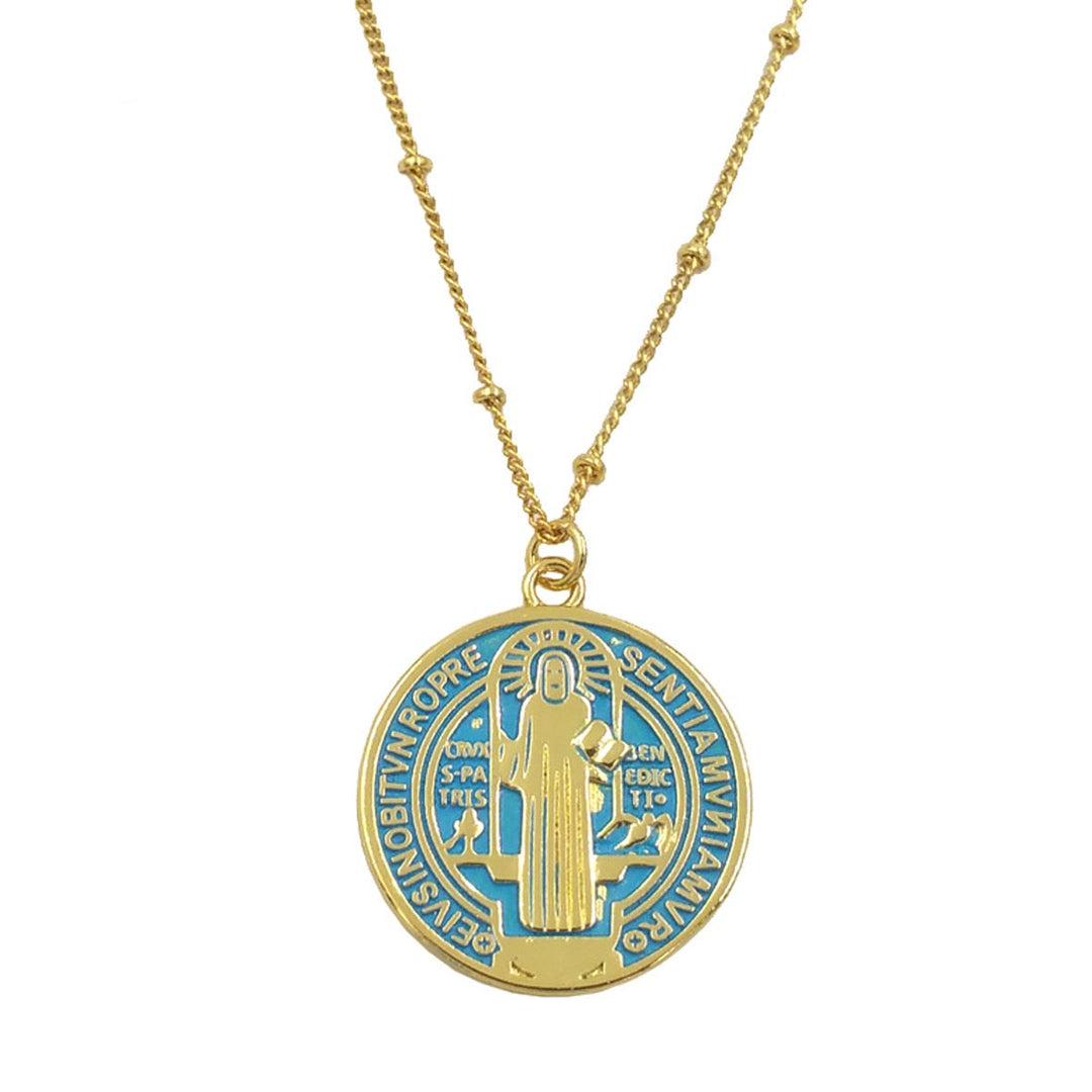 Christianartworkshop Refined Style St. Benedict Gold Plated Brass Pendant Necklace - image 6