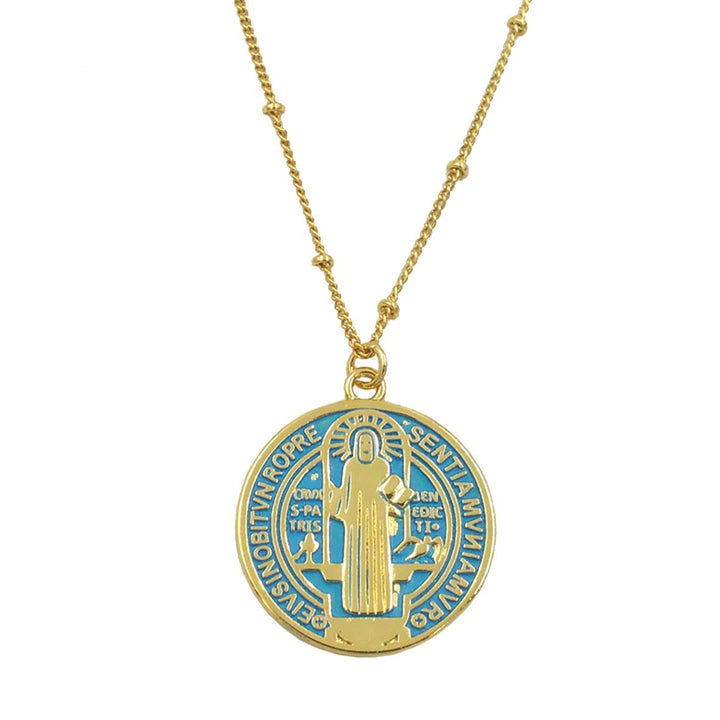 Christianartworkshop Refined Style St. Benedict Gold Plated Brass Pendant Necklace - image 6