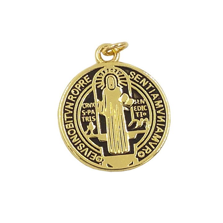 Christianartworkshop Refined Style St. Benedict Gold Plated Brass Pendant Necklace - Black - image 4