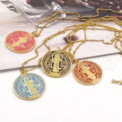 Christianartworkshop Refined Style St. Benedict Gold Plated Brass Pendant Necklace - image 8